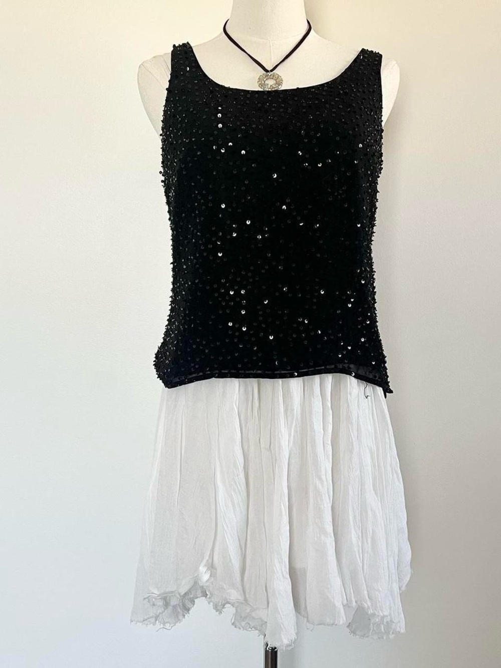 Talbots Black Sequin Pure Silk Tank Top